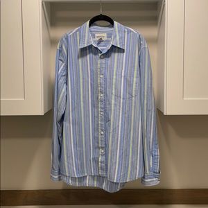 Blue Vertically Striped Button Up